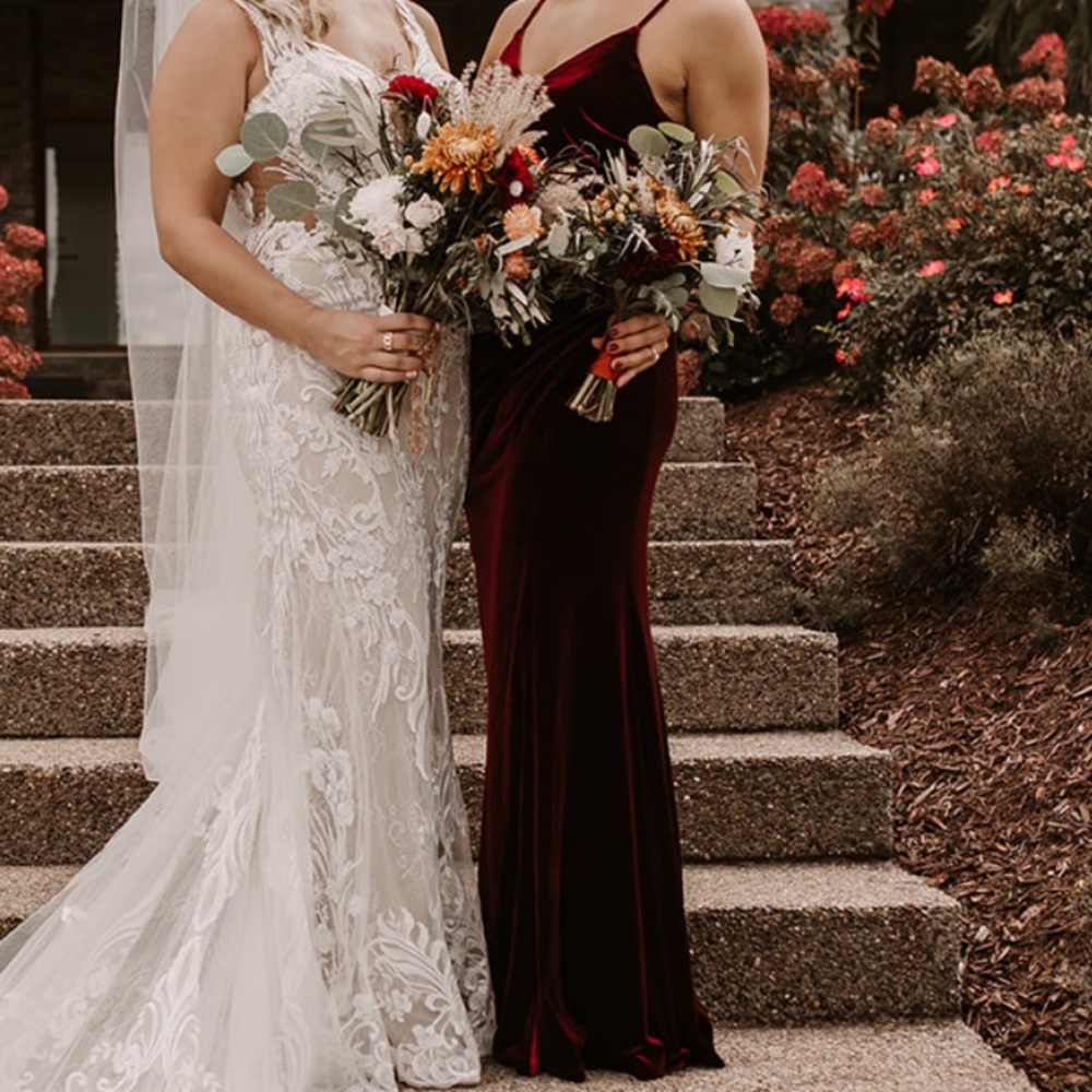 Burgundy Revelry velvet dress style Rory
